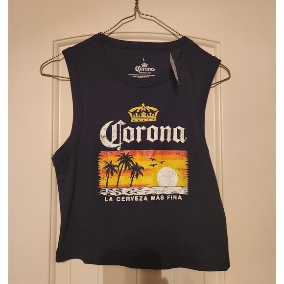 Corona Navy Blue Women's Crop Top Tank Top Size Large - Picture 3 of 4
